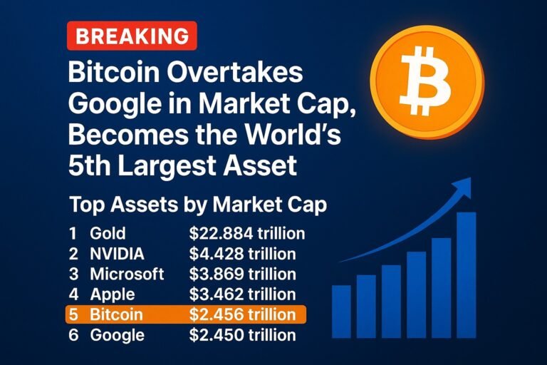 Bitcoin Overtakes Google in Market Cap, Becomes the World’s 5th Largest Asset
